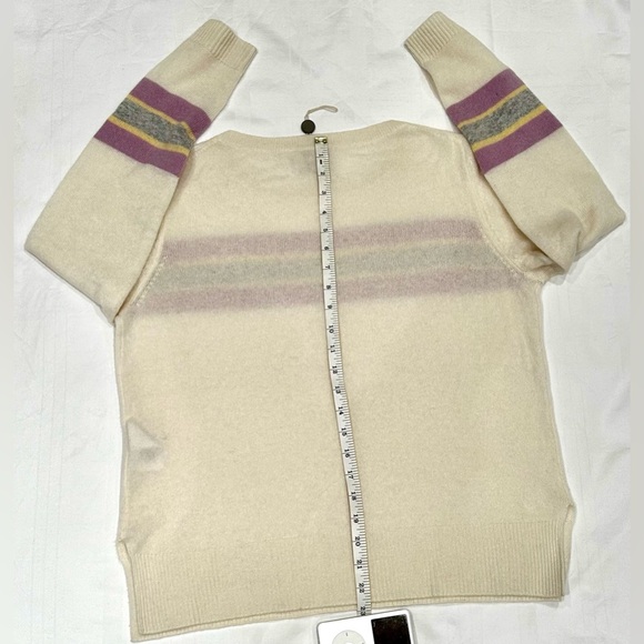 100% Cashmere Charli London Sweater Pullover Women Striped Crew Neck Sz M - Picture 4 of 9